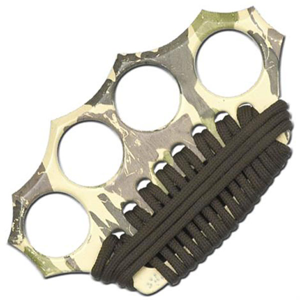 8 Pointed Cord Grip Brass Knuckles, Desert Camo
