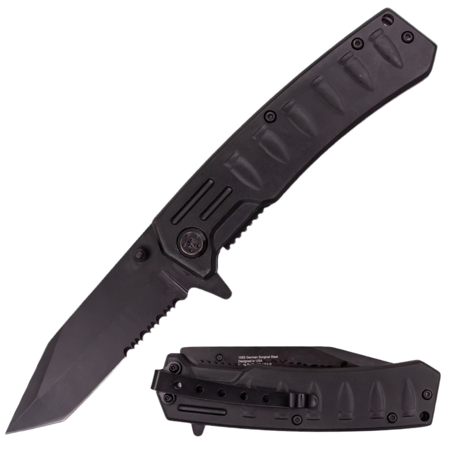 Bullet Time 8 Inch Super Spring Assisted Knife   Black