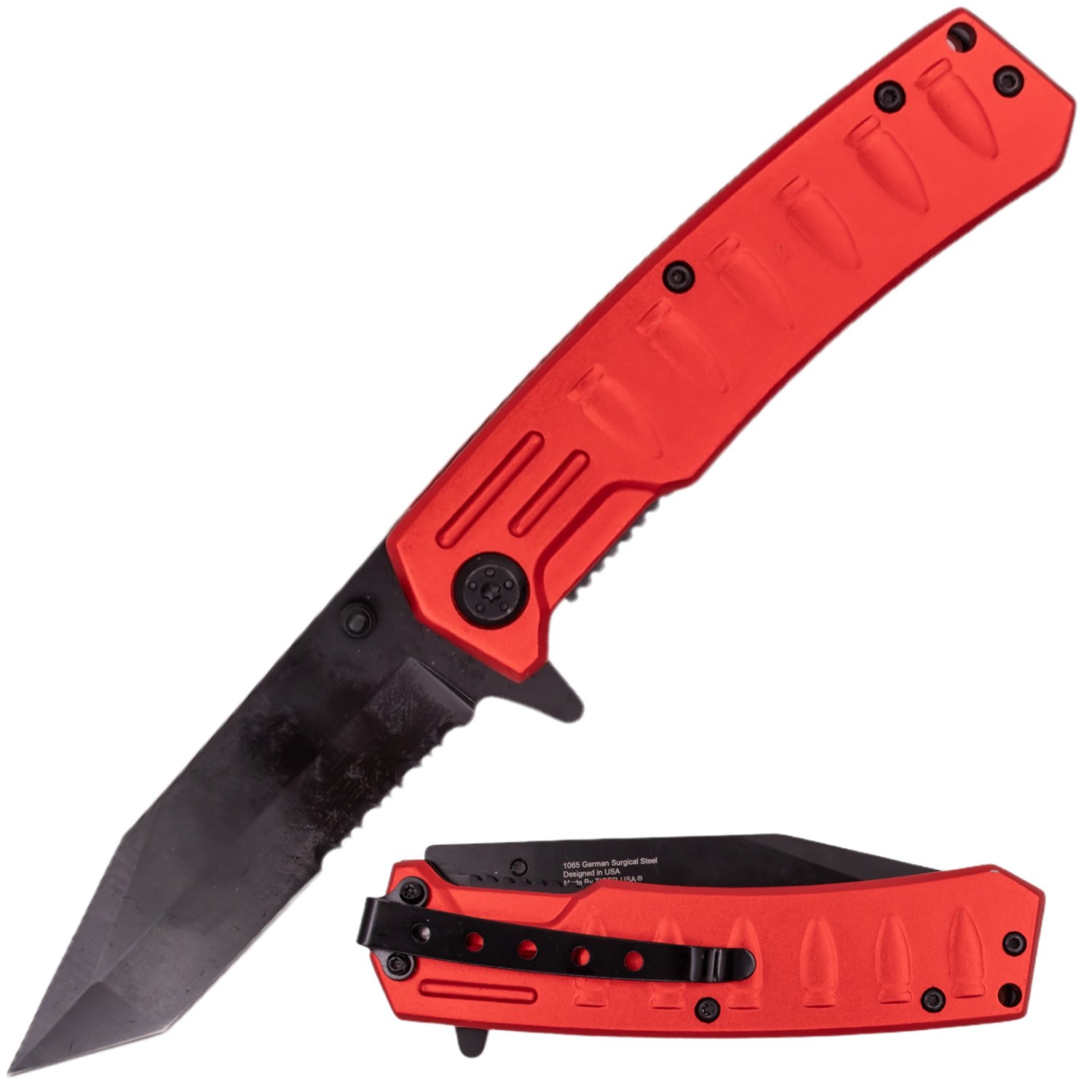 Bullet Time 8 Inch Super Spring Assisted Knife   Red