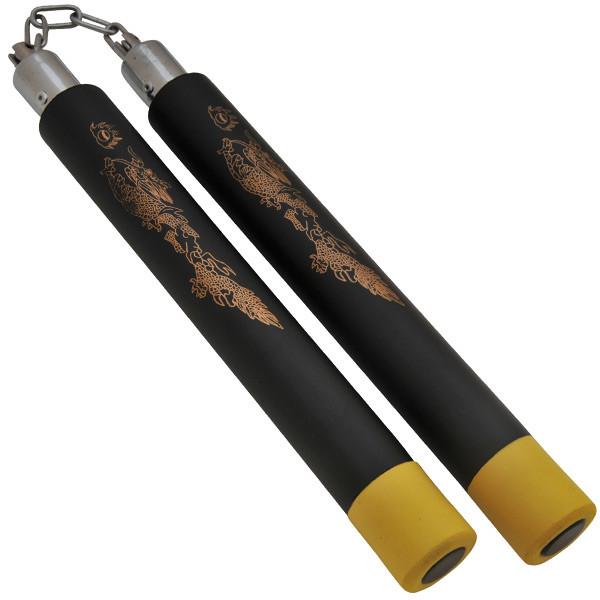 Foam Practice Nunchucks Black Yellow