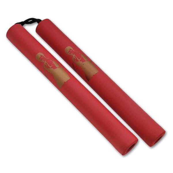 Foam Rope Nunchucks Red Handle Gold Bruce Lee Prints