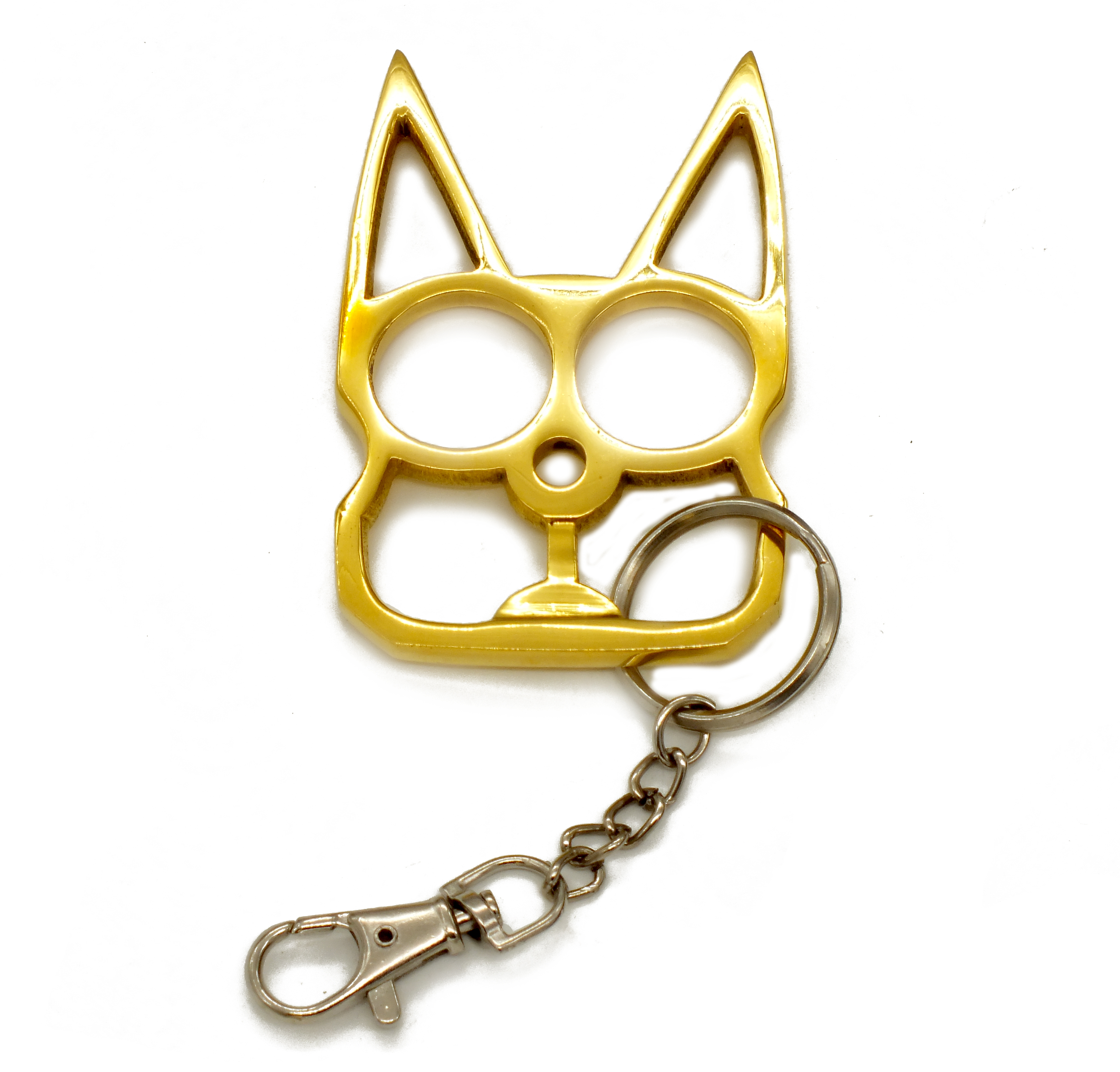 CAT Solid Brass Two Finger Keychain Knuckle