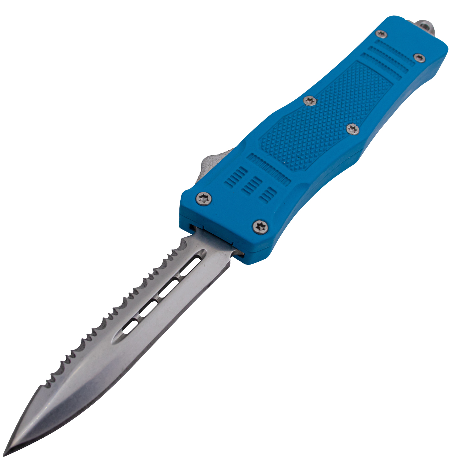 Covert OPS USA OTF Automatic Knife 7 Inch Overall Half Serrated Blue
