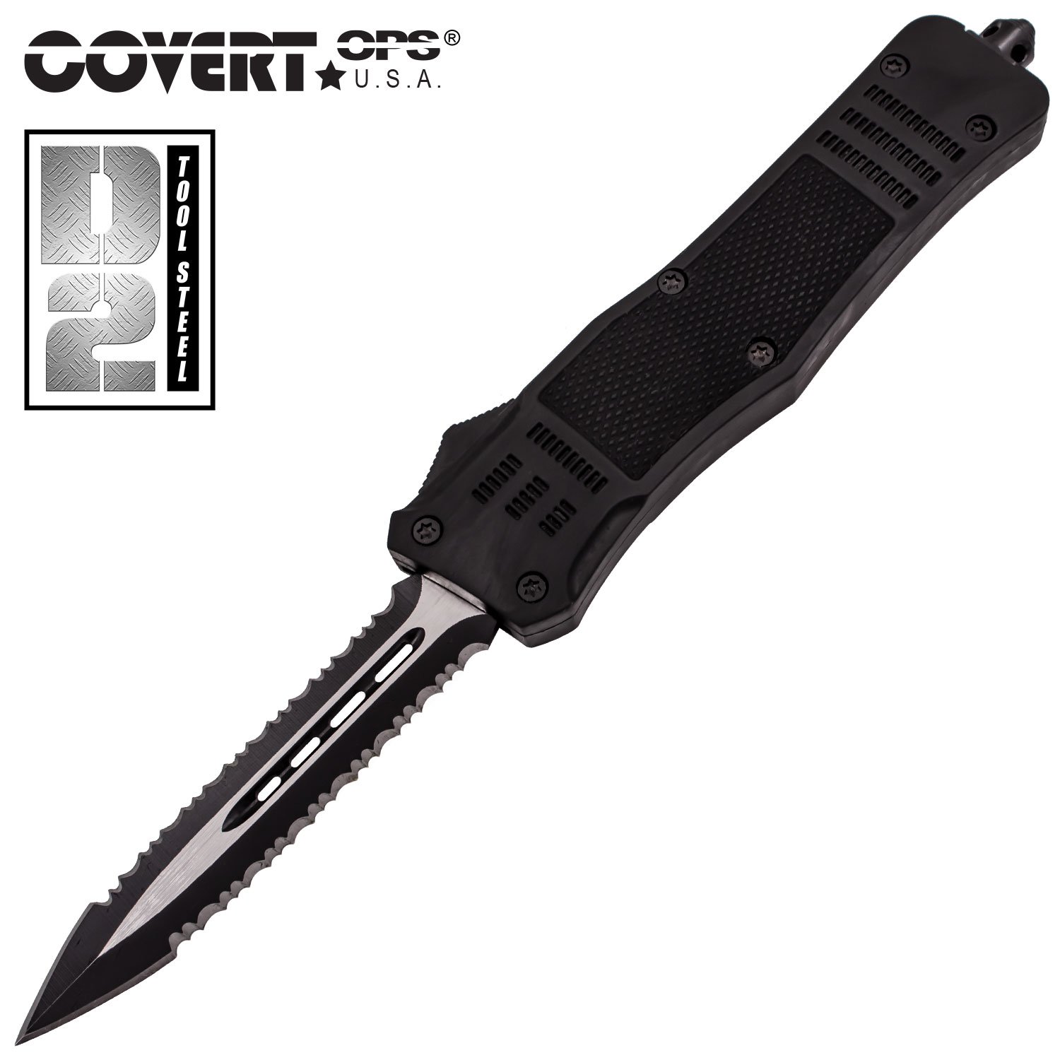 Covert OPS USA OTF Automatic Knife 9 inch Black D2 Steel Blade DSerr