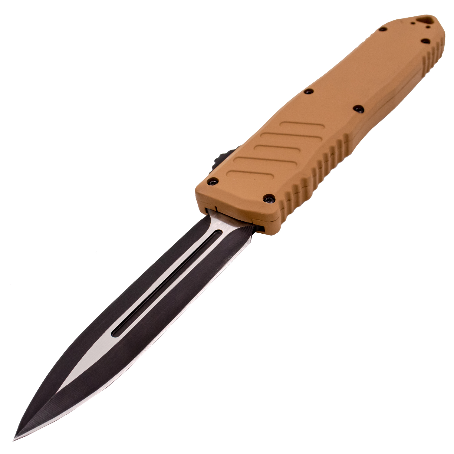 Covert OPS USA OTF Automatic Knife 9 inch Overall D2 Steel Blade Dagger Tan