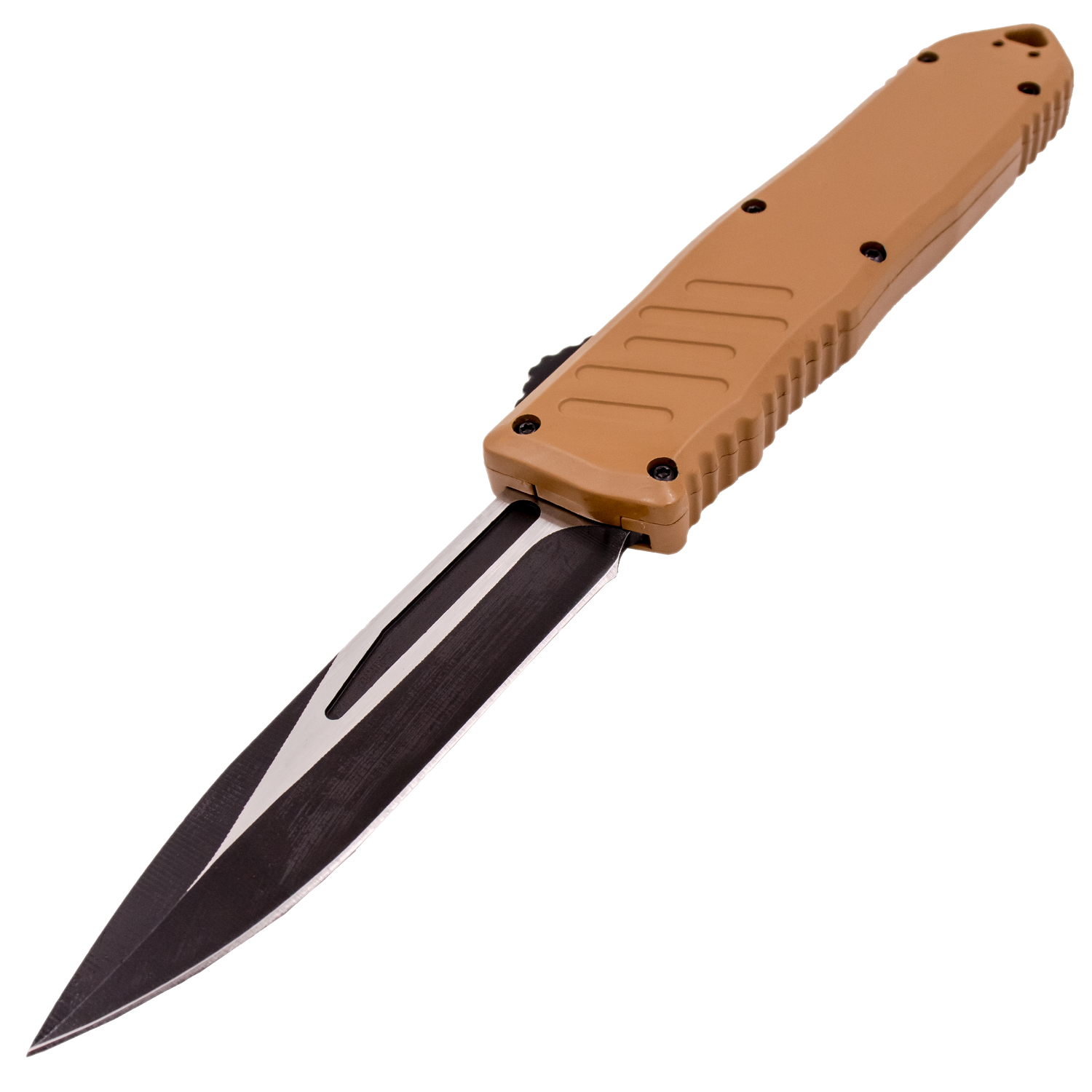 Covert OPS USA OTF Automatic Knife 9 inch Overall D2 Steel Blade Drop Pnt Tan