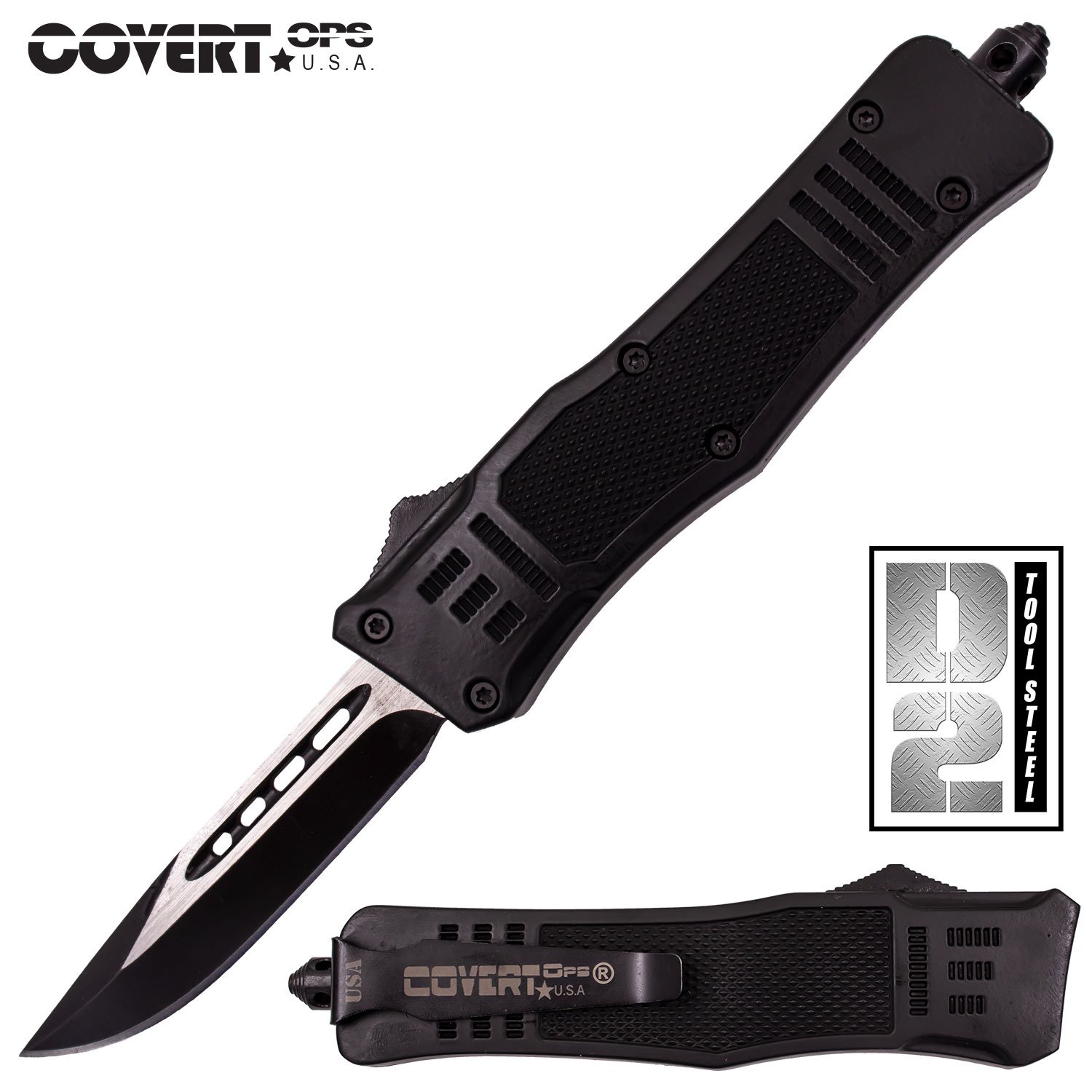 Covert Ops Automatic OTF 7 Inch Drop Point Carrying Case