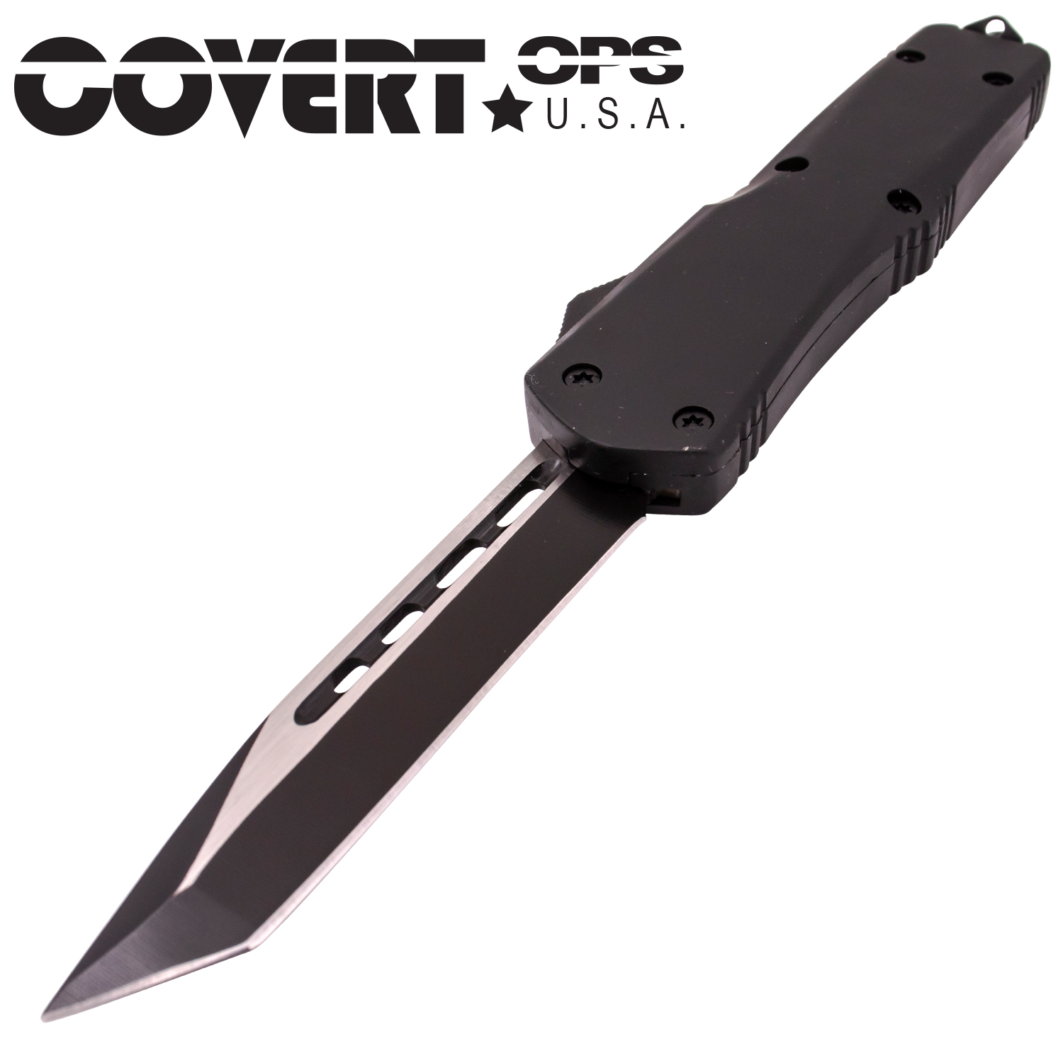 Covert Ops Automatic OTF 9 Inch Tanto Plain Blade
