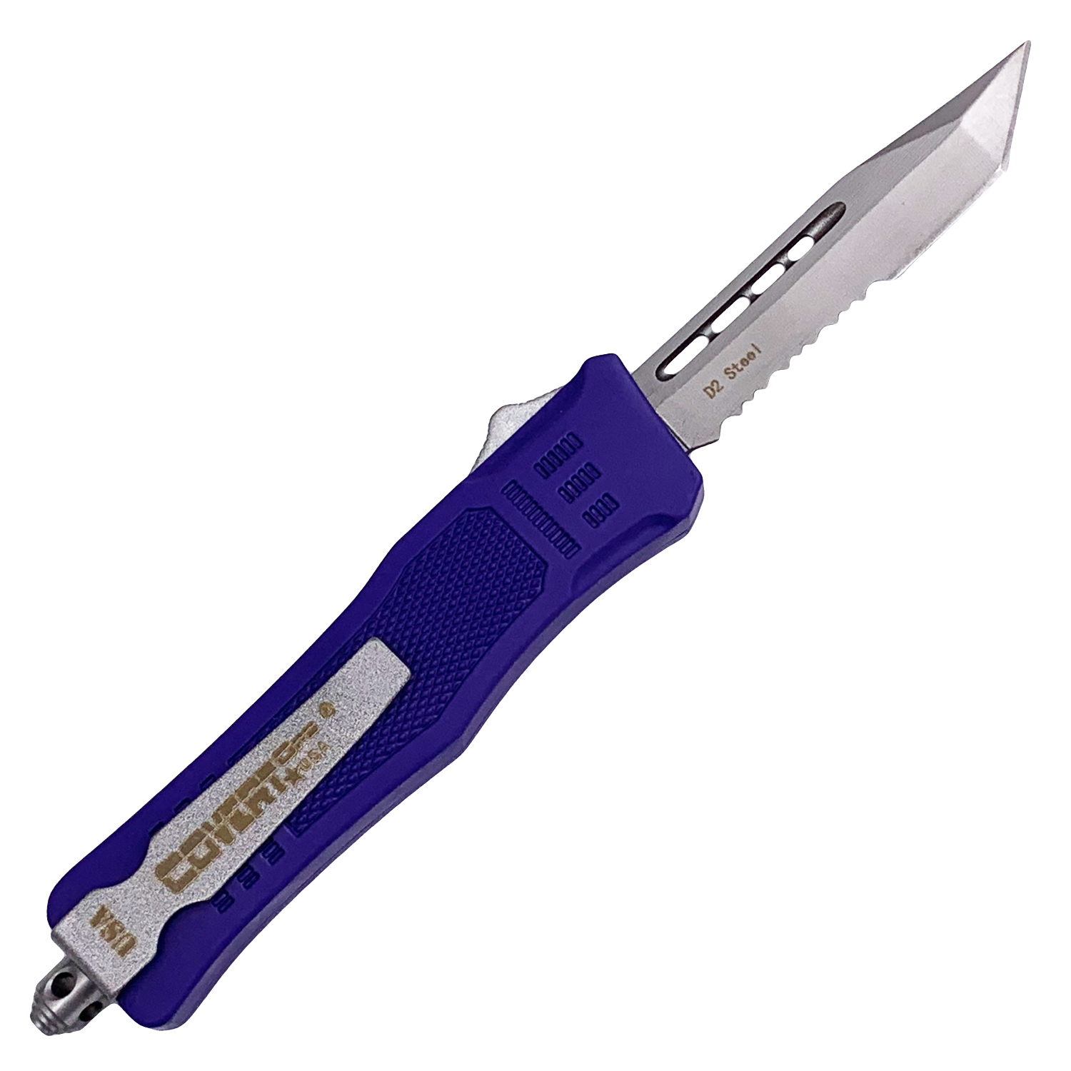 Covert Ops OTF Automatic Knife Deep Blue Tanto Serrated