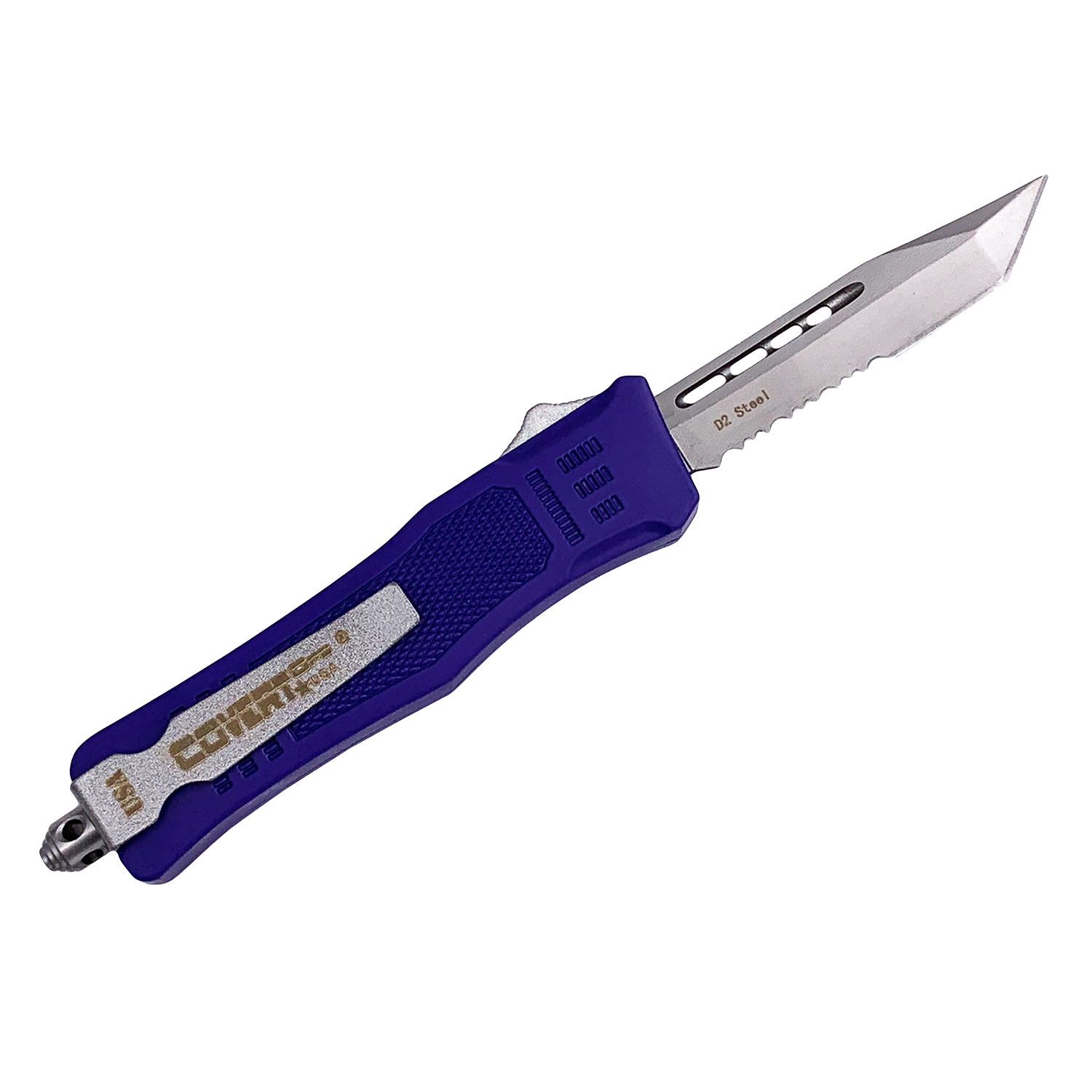 Covert Ops OTF Automatic Knife Deep Blue Tanto Serrated