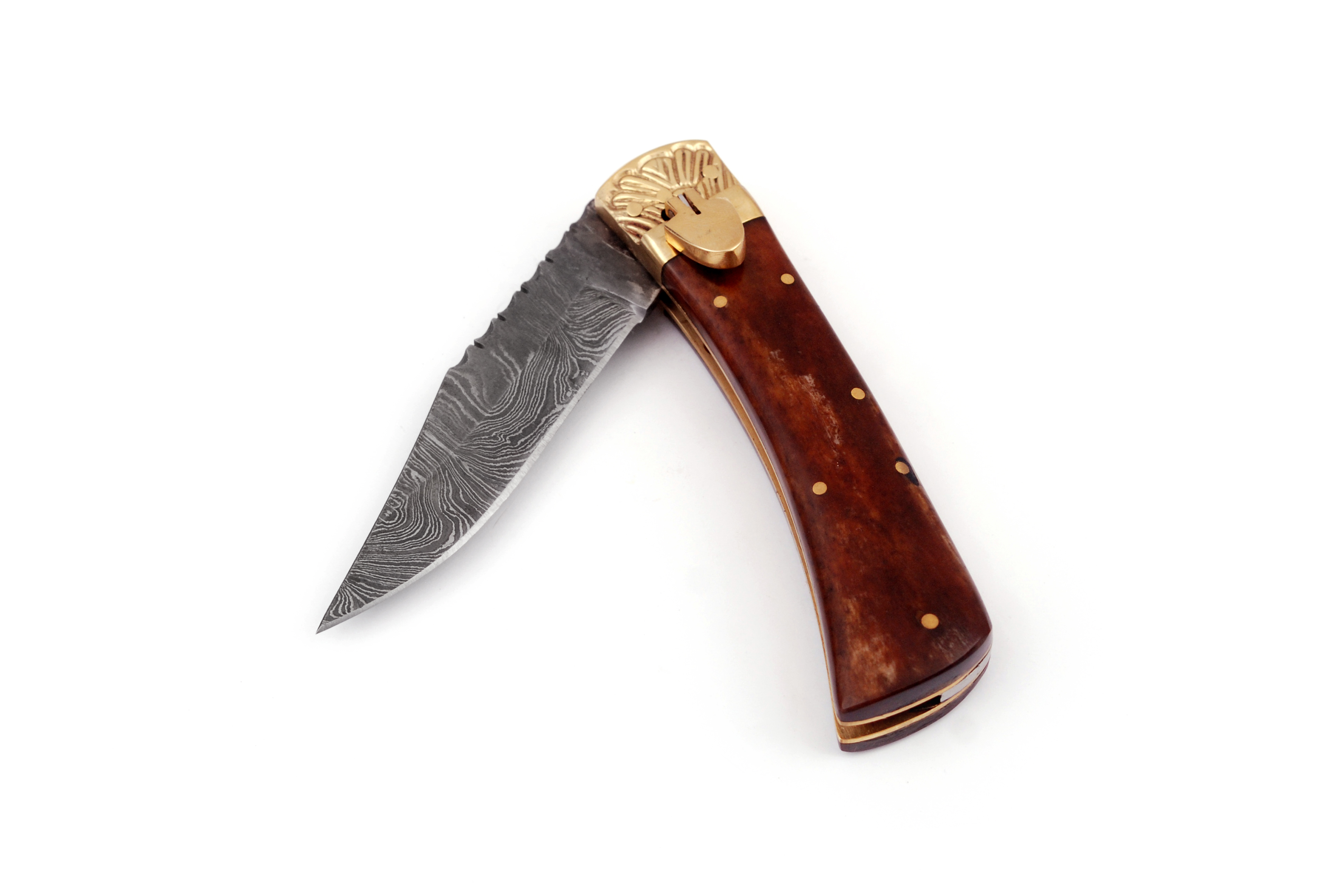 Damascus Leverletto Royal Natural Wood Asssited Folding Knife