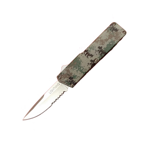 Famous Lightning OTF Automatic Knife Camo Serrated