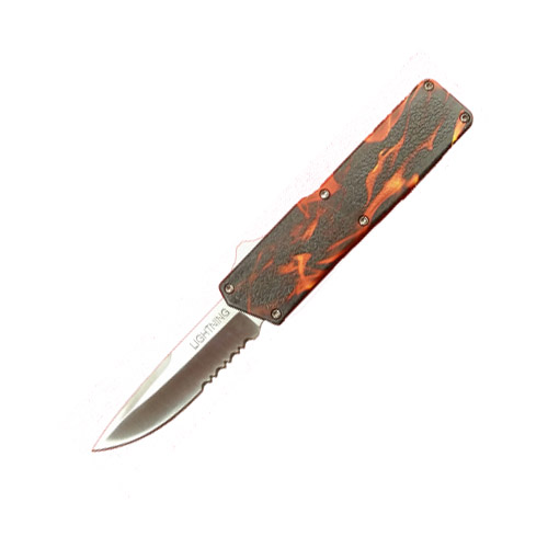 Famous Lightning OTF Automatic Knife Fire Serrated