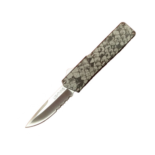 Famous Lightning OTF Automatic Knife Snakeskin Serrated