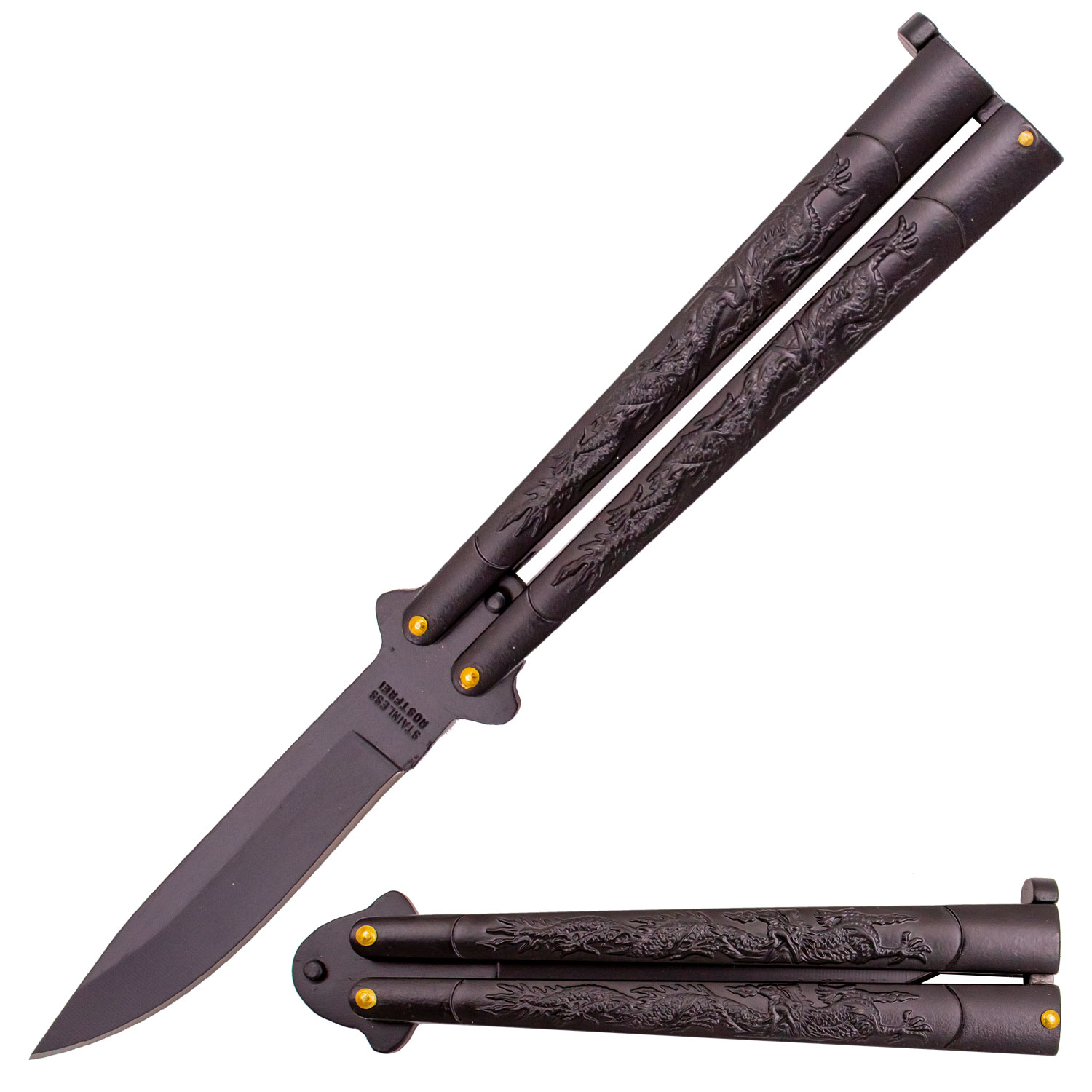 Dragon Mother Butterfly Folding Knife (Black)