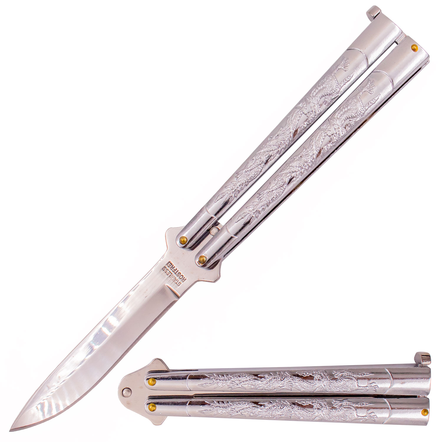 Dragon Mother Butterfly Folding Knife (Silver)