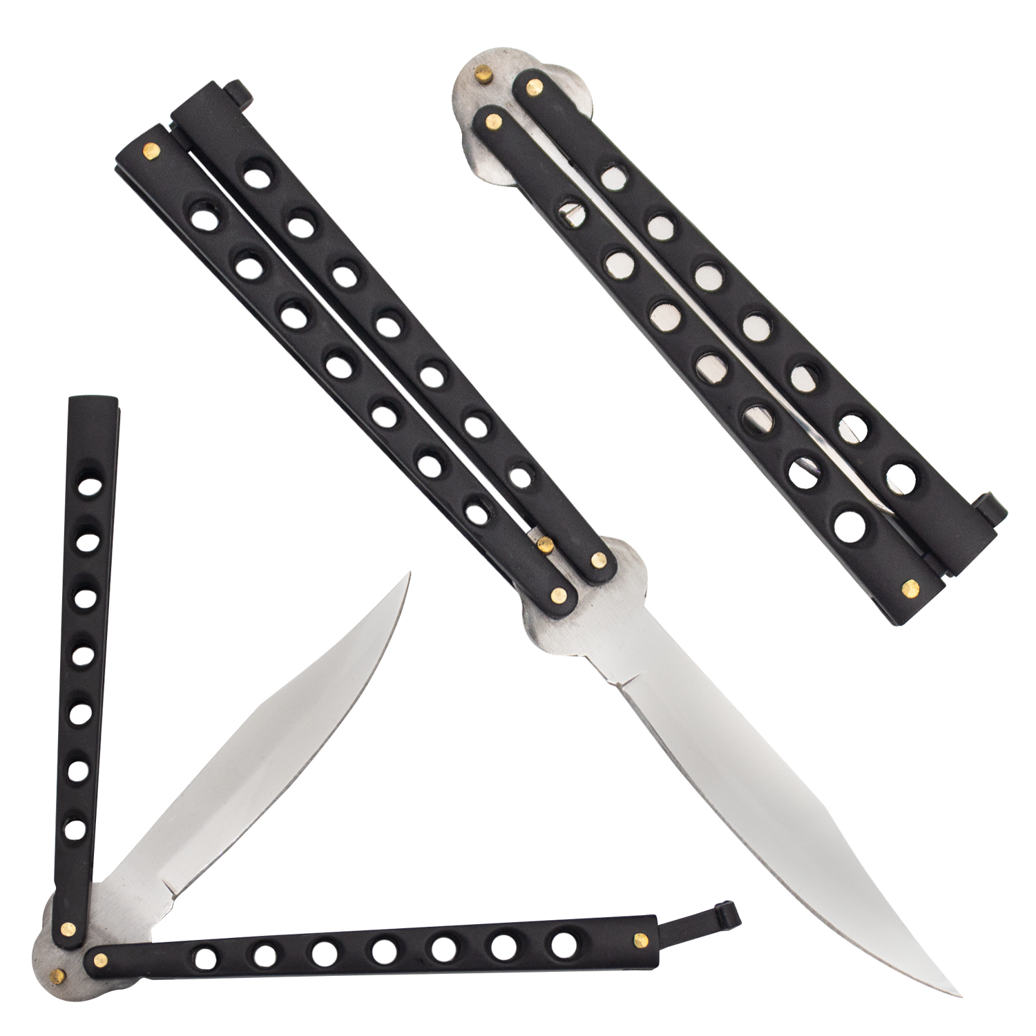 Dual Flip Side Butterfly Knife Black And Silver Blade