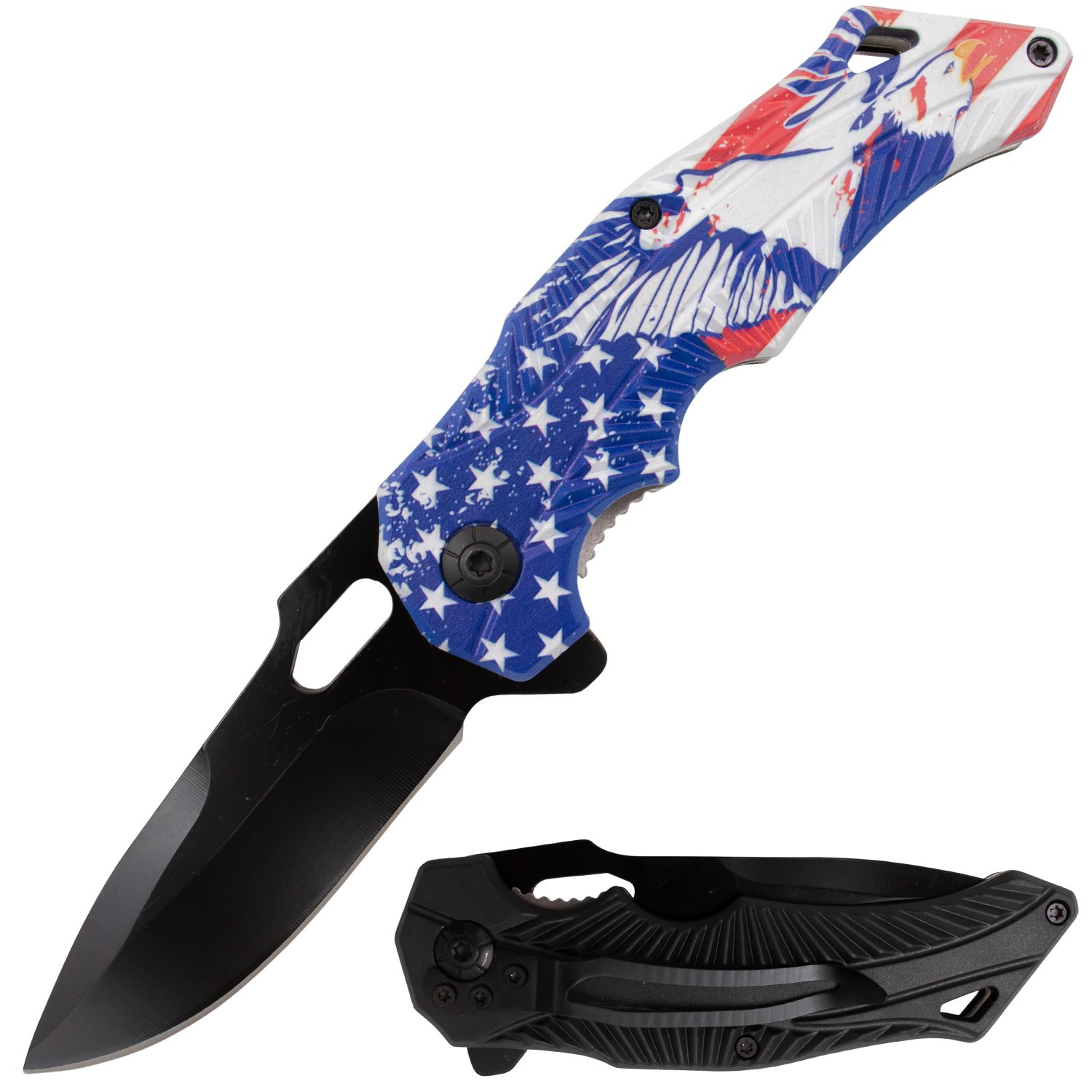 Feather Tiger USA Spring Assisted Drop Point American Flag Eagle 2