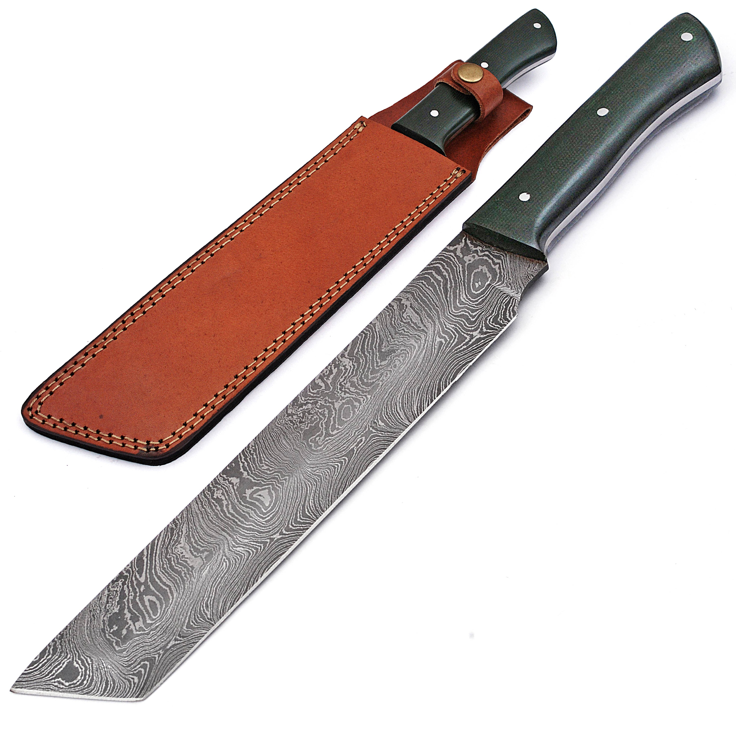 Fixed Blade Damascus Tanto Hunting Wood Handle Knife