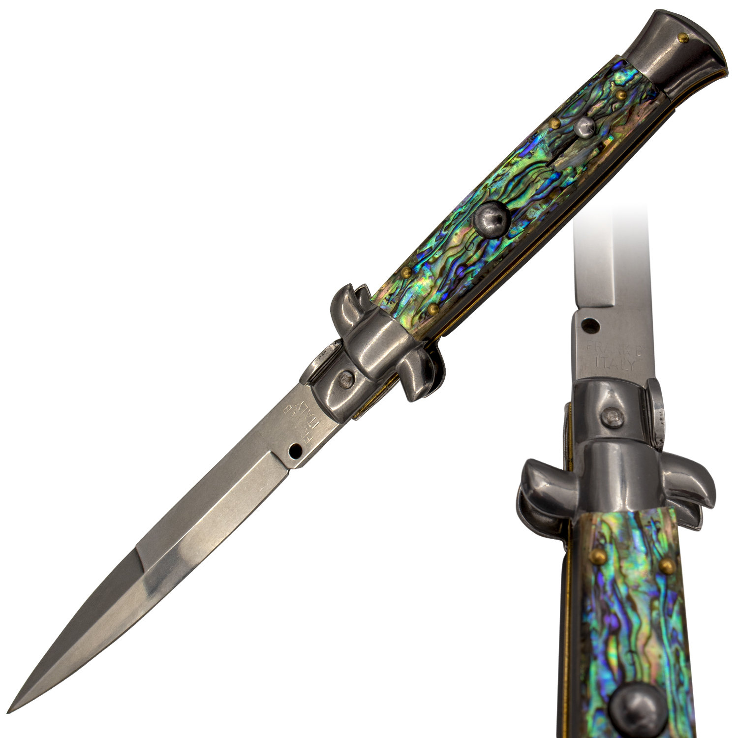 Frank B Italian Stiletto 9 Inch Bayo Abalone