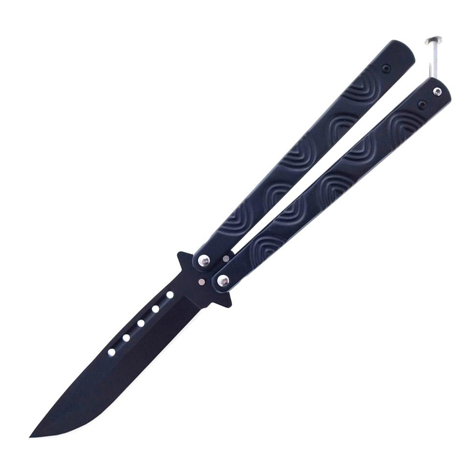 Heavy Duty Black Circle Steel Blade Balisong Butterfly Knife