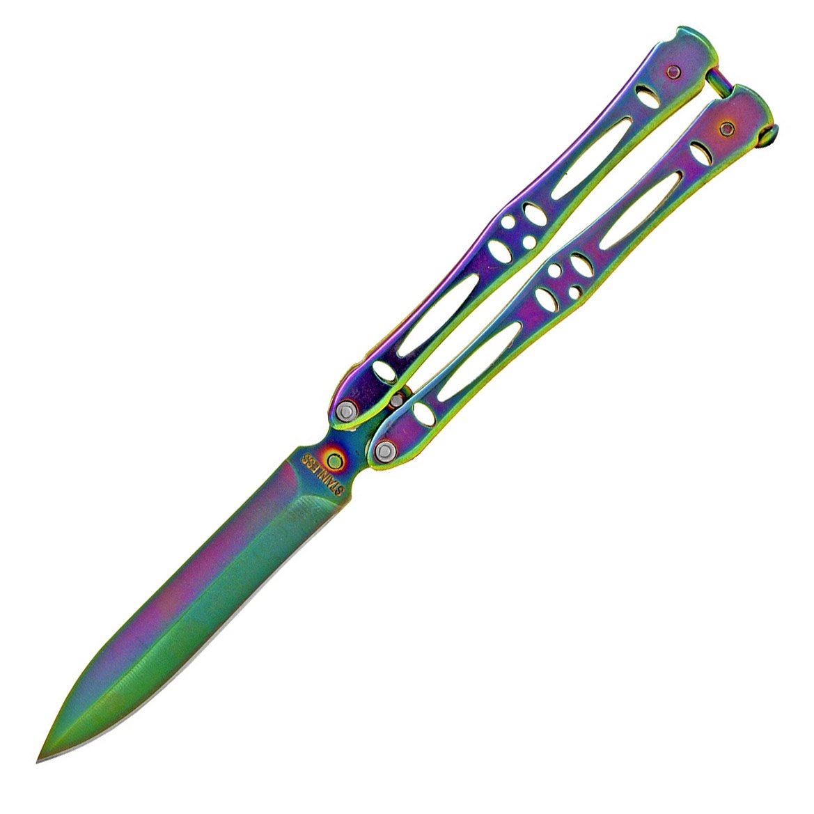 Heavy Duty Rainbow Bone Flip Dagger Balisong Butterfly Knife