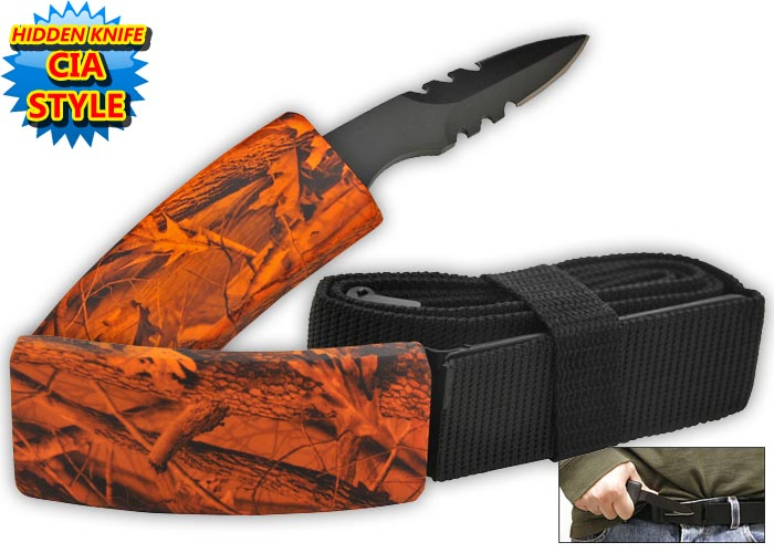 Hidden Belt Buckle Knife Autumn Camo, HG01-CM6