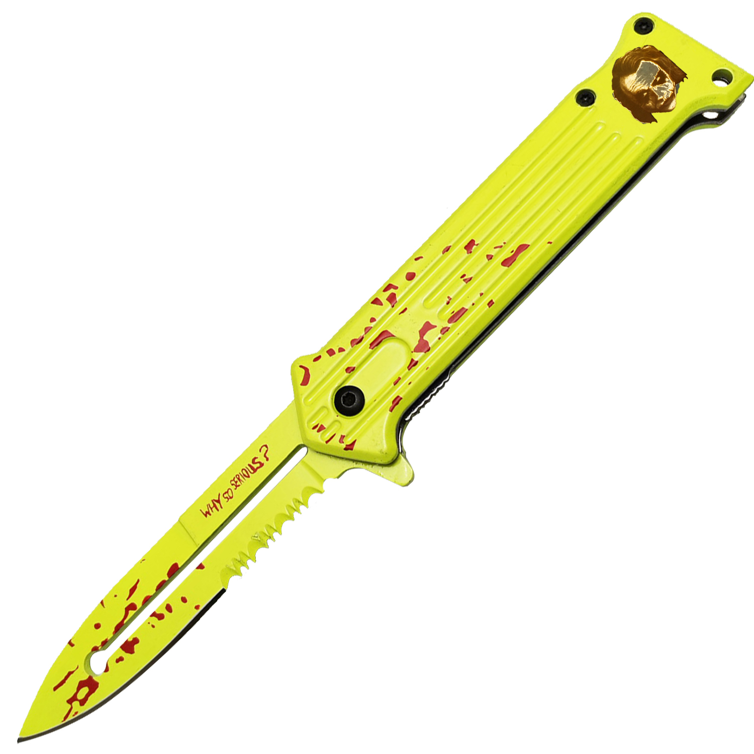 Harlequin of Hate Why So Serious Joker Folding Knife with Engraving
