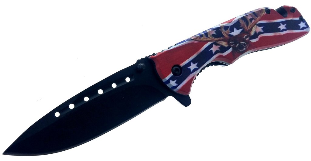 American Pride Confederate Flag and Deer Spring Assisted Folding Knife
