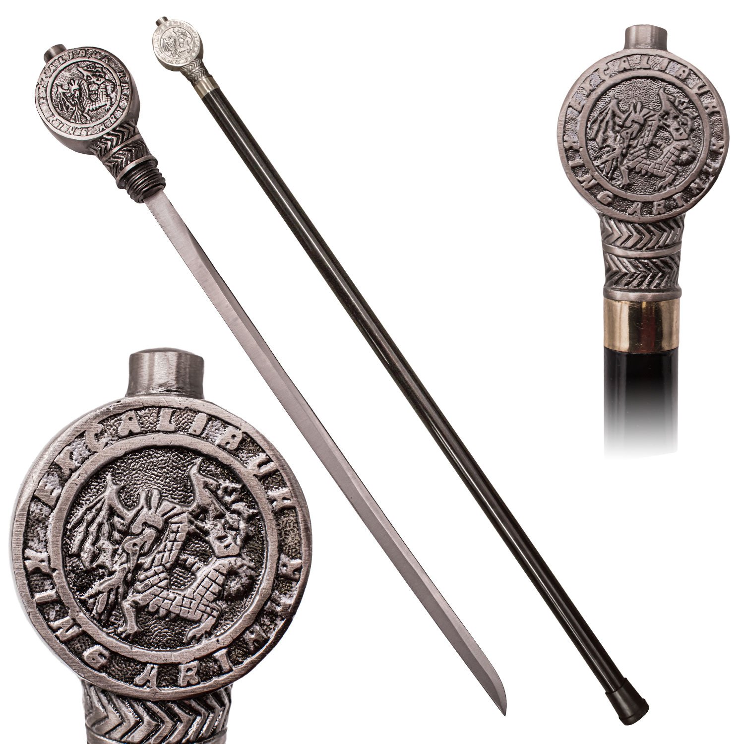 King Arthur Excalibur Antique Walking Cane Stick Hidden Sword