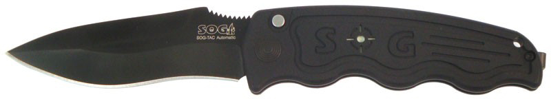 SOG-TAC Automatic Knife - Black Tactical Drop Point Blade SGST06