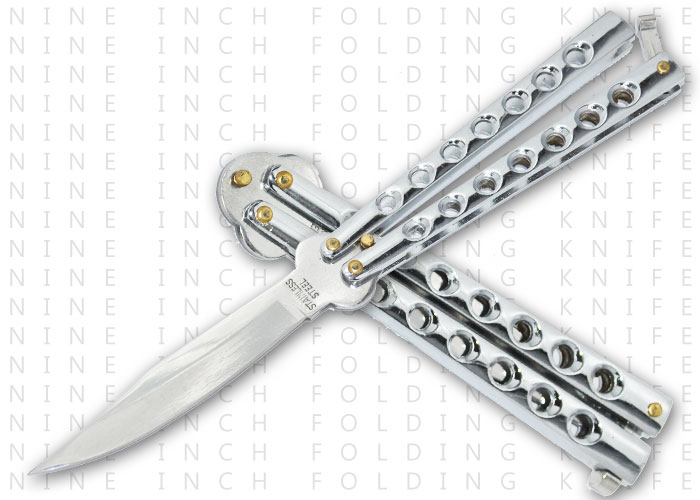 9" All Silver Metal Handle Folding Knife 1-131-SL