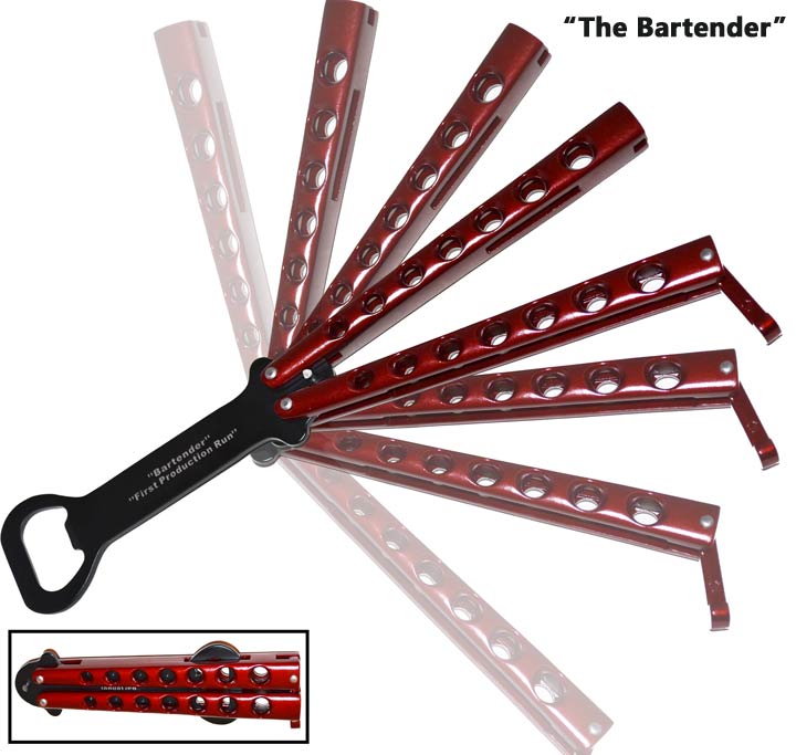 Bottle Opener Butterfly Knife, Red