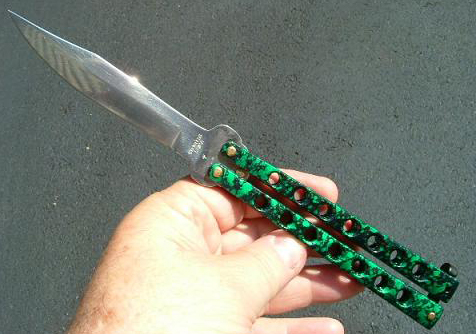 Green Butterfly Knife, 9 inches