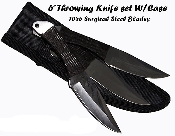 6" Bulls Eye Throwing Knife Set W/Case, FB-003-SL