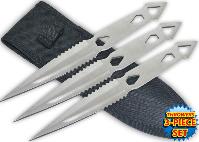 8 Inch Tiger Throwing Knives W Case Silver, TK-25-SL