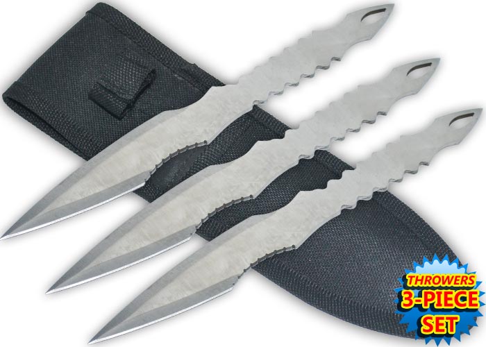 9 Inch Tiger Throwing Knives W/Case-Silver, TK-34-SL
