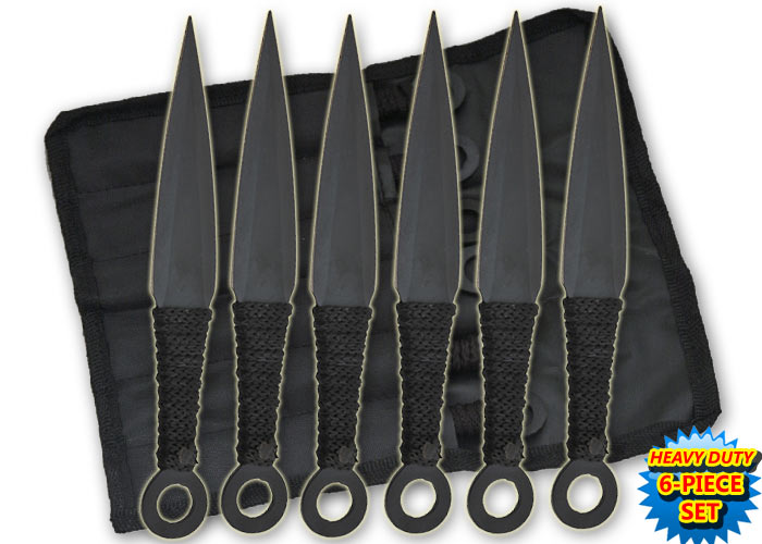 Naruto Kunai Anime 6-PC Throwing Knife Set-Black, TK-868-6-BK