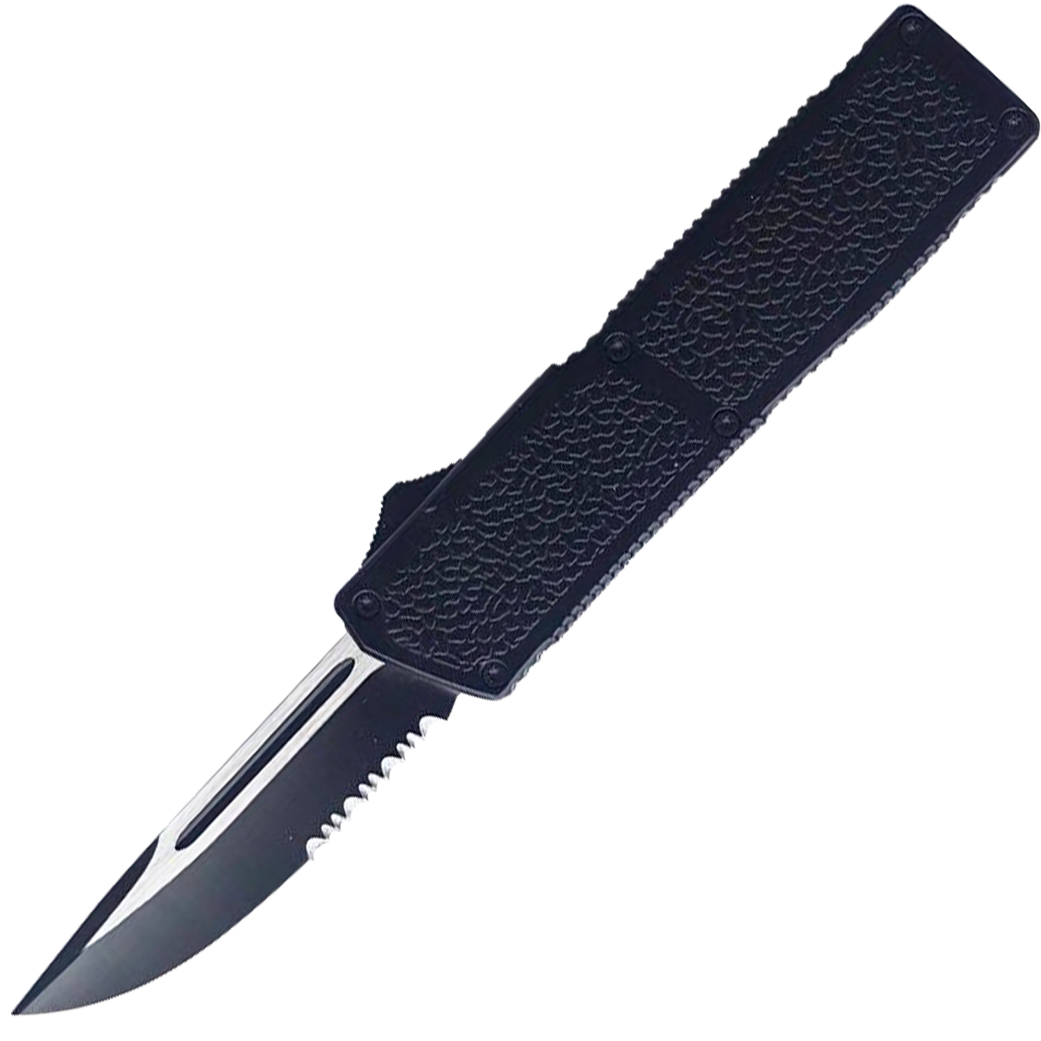 Lighting Action Assisted Knife Drop Point Black Serrated