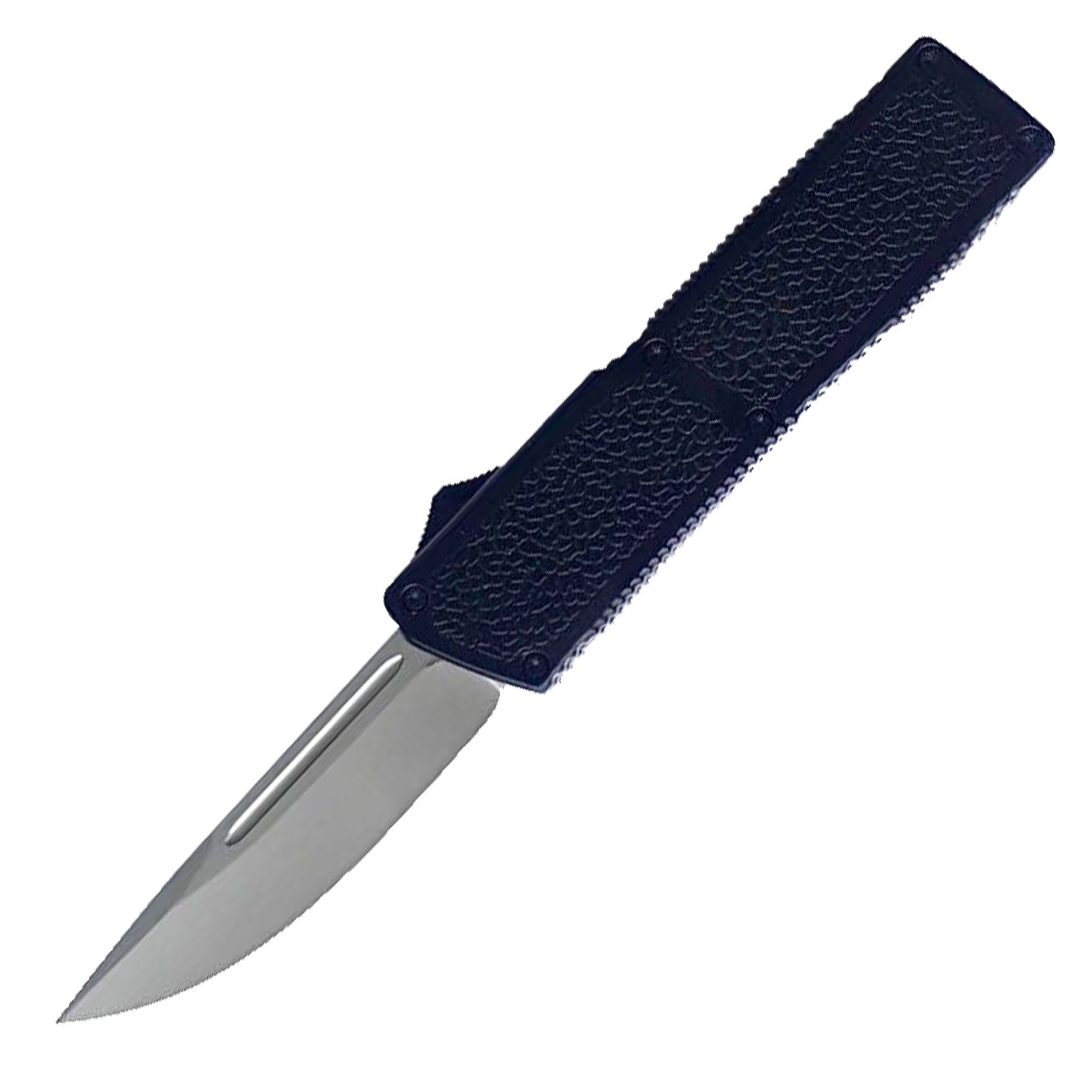 Lighting Action Assisted Knife Silver Drop Point Black
