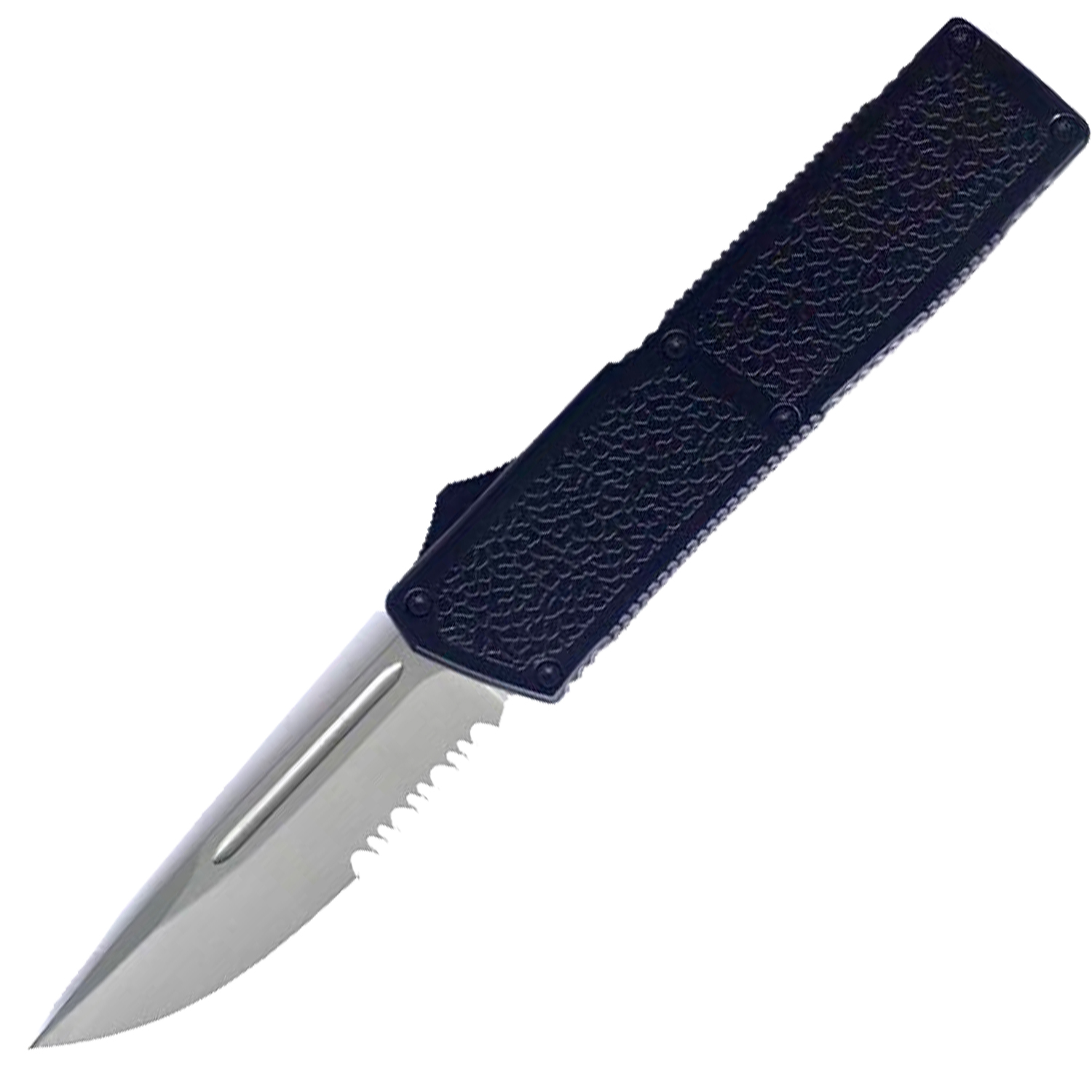 Lighting Action Assisted Knife Silver Drop Point Serrated