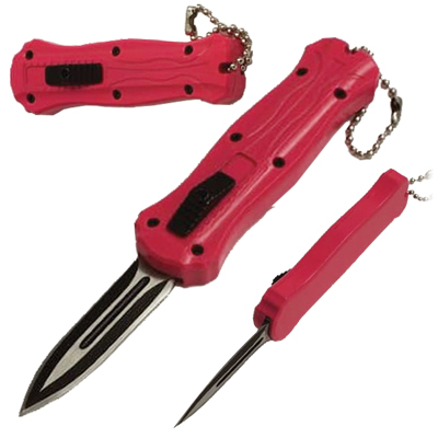 Mini Joker Pink OTF Automatic Knife Keychain