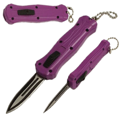 Mini Joker Purple OTF Automatic Knife Keychain
