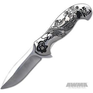 Stainless Steel Dragon Fantasy Folding Knife, 10448