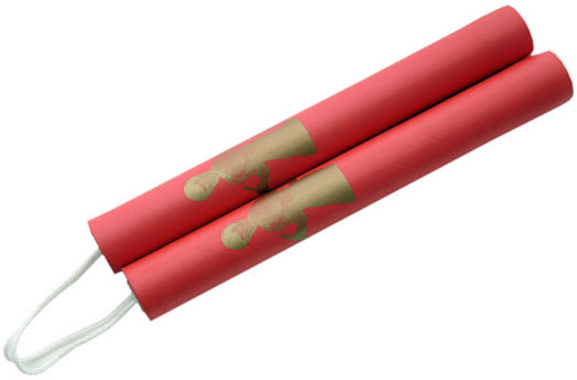 Bruce Lee Foam Nunchucks, Red, Cord