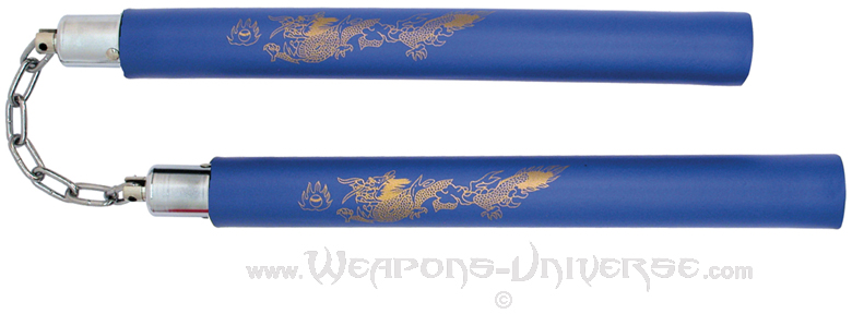 Nunchucks, Foam, Dragon, Blue, Chain, 802-BL