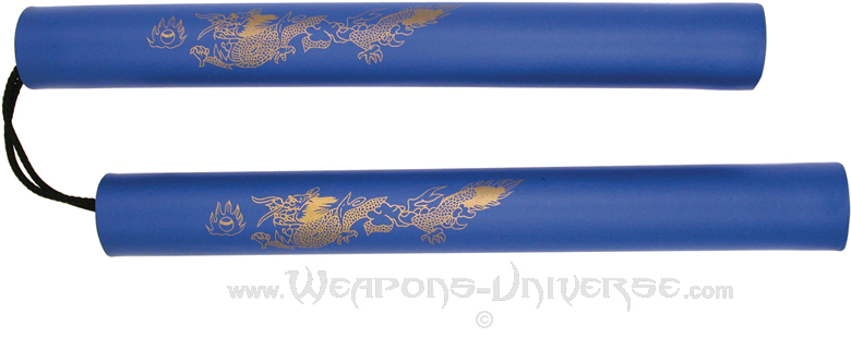 Nunchucks, Foam, Dragon, Blue, Cord, 801-BL