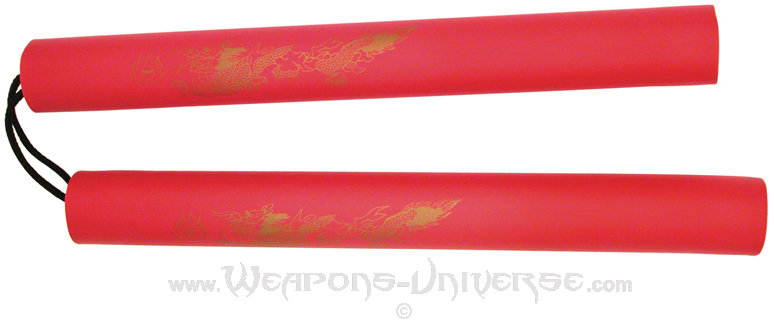 Nunchucks, Foam, Dragon, Red, Cord, 801-R