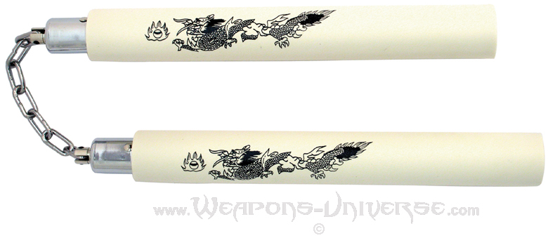 Nunchucks, Foam, Dragon, White, Chain, 802-W