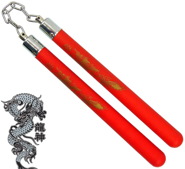 Hard Rubber Nunchucks, Red